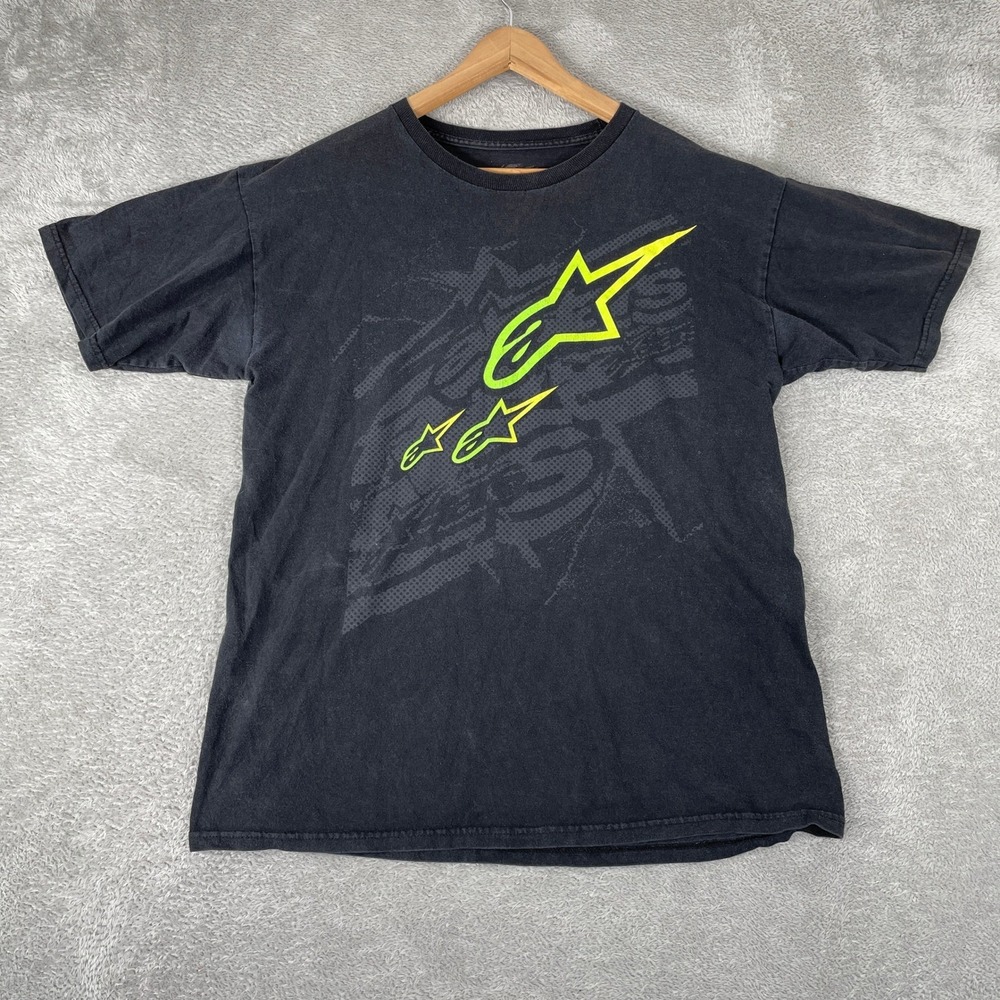 Alpinestars Shirt Mens Large Black Y2K Motocross Racing Streetwear Tee